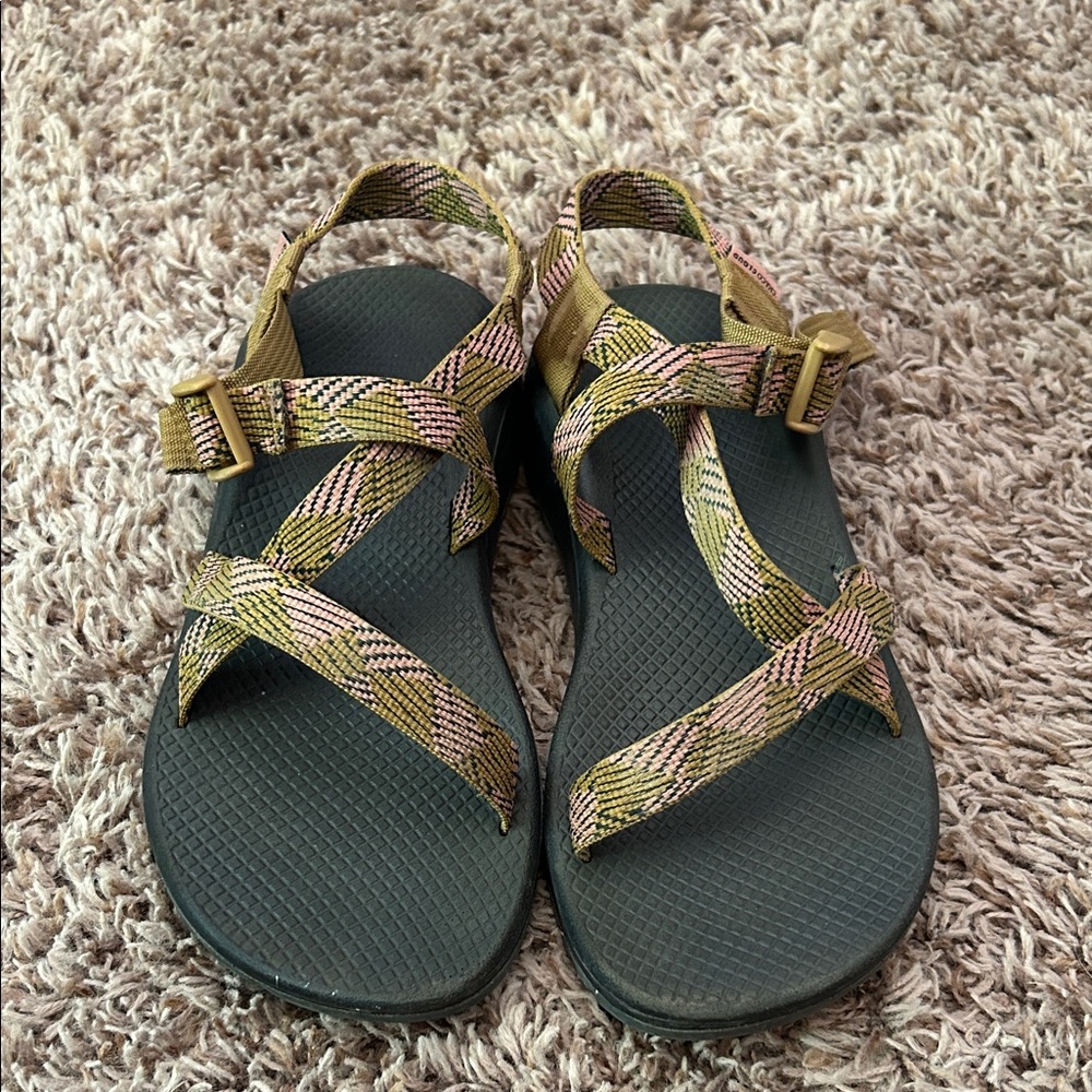 Strappy Pink and Mustard Sandals